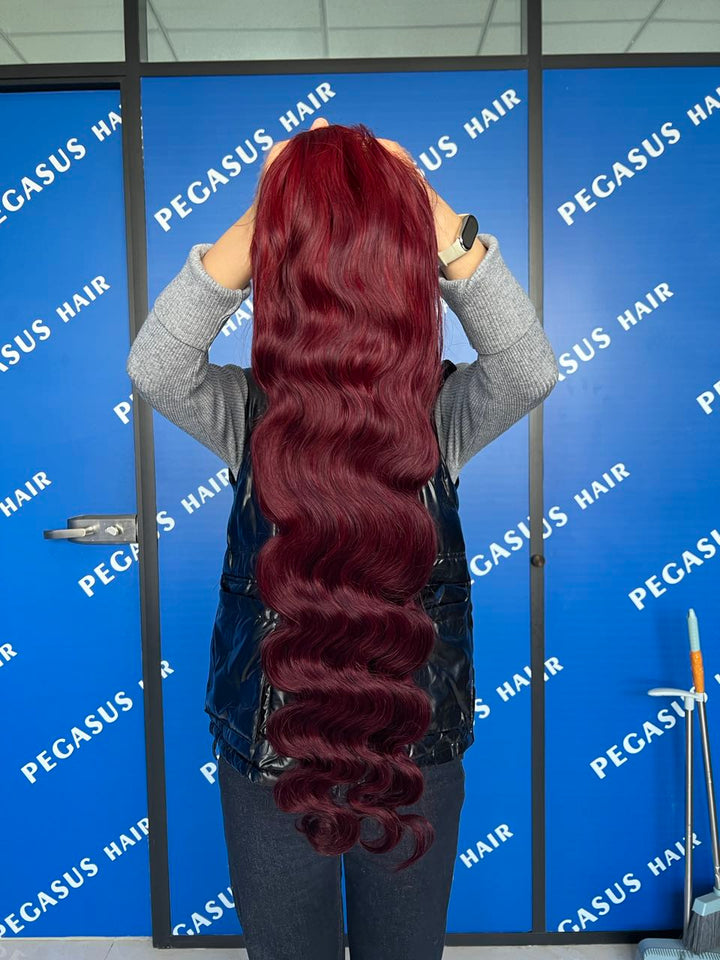 burgundy wig 99J  Body Wave transparent Lace Frontal Wigs 150% 180% Density