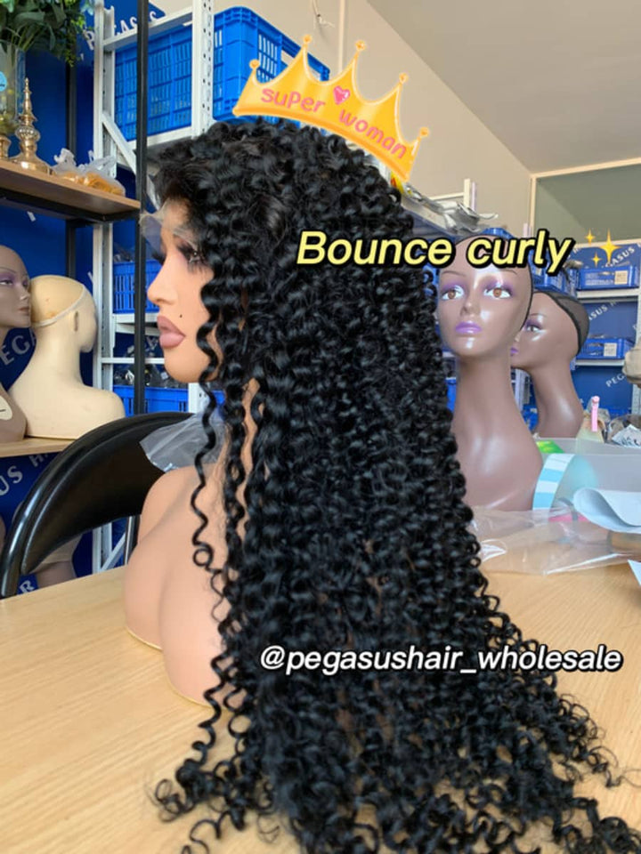 NEW QUEEN BOUNCY CURLY 13X4 13x6 Undetectable HD Lace  Frontal Wig - pegasuswholesale