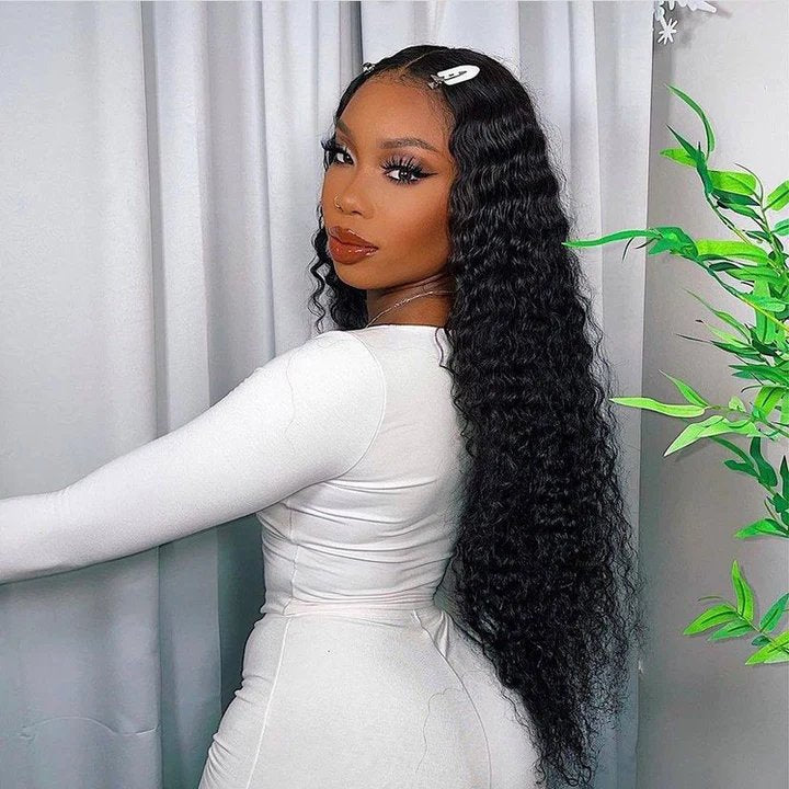 [new gram wig] 4x4 hd Lace Closure Wigs deep Wave real hd lace wig new product - pegasuswholesale