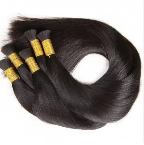 virgin hair BULK HAIR Extensions 100% human hair 35%ratio double drawn #1 color