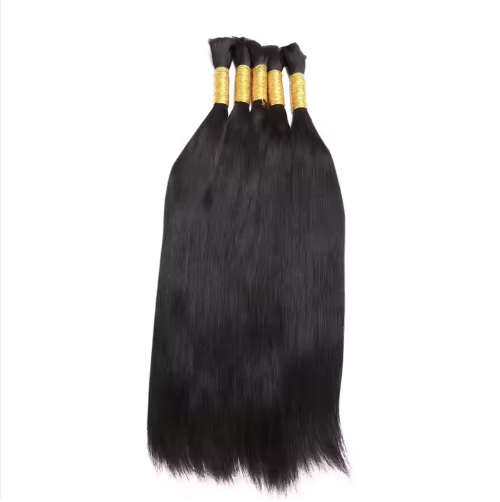 virgin hair BULK HAIR Extensions 100% human hair 35%ratio double drawn #1 color