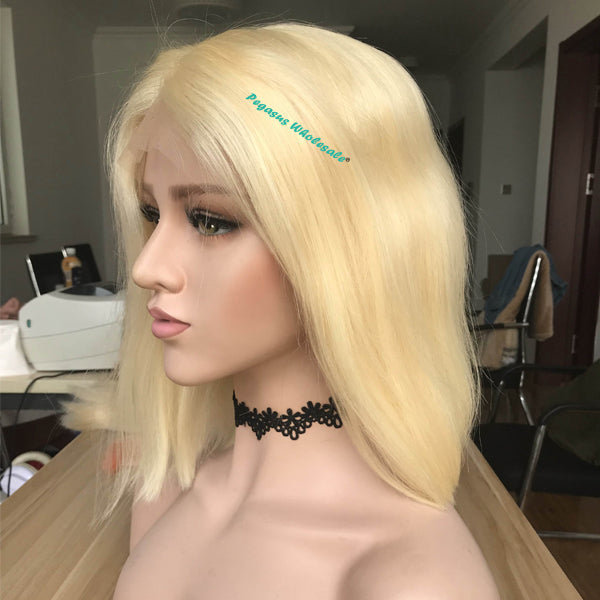 #613 Blonde Short Bob Lace Front Wig, 180% Density 【PEG016】 - pegasuswholesale