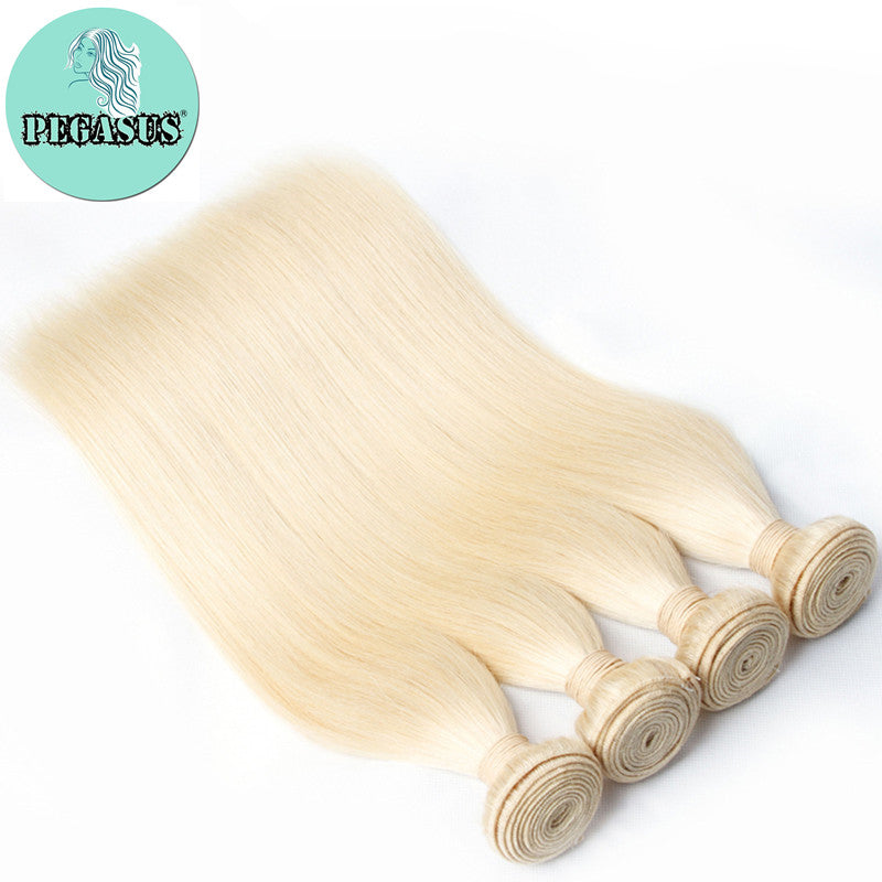 613 Blonde Straight Human Hair Brazilian Virgin Hair 3PCS - pegasuswholesale