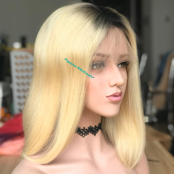 1b/613 Blonde Short Bob Lace Front Wig, 180% Density 【PEG018】 - pegasuswholesale