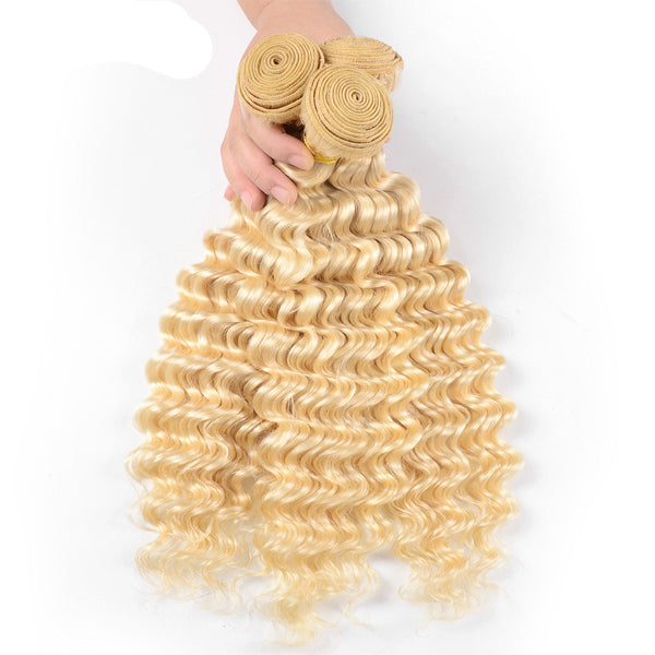#613 color blonde hair deep wave 3 bundles - pegasuswholesale