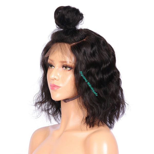 Wavy Short Bob Human Hair Wig - pegasuswholesale