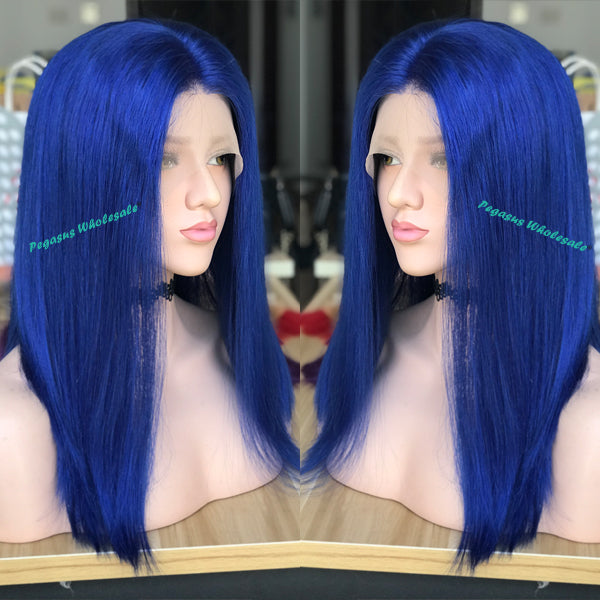 Blue Short Bob Lace Front Wig, 180% Density 【PEG013】 - pegasuswholesale