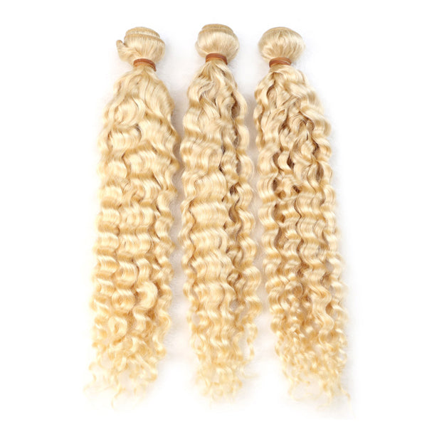 #613 color blonde hair Jerry Curl 3 BUNDLES - pegasuswholesale