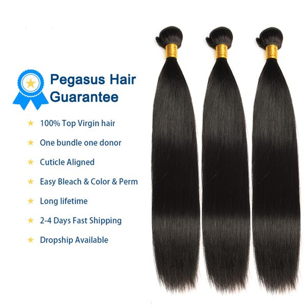 10A Raw Virgin Hair Straight 3/4 Piece Brazilian Human Hair - pegasuswholesale