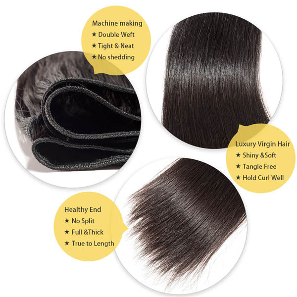 10A Raw Virgin Hair Straight 3/4 Piece Brazilian Human Hair - pegasuswholesale