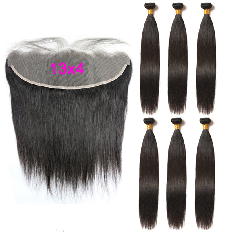 Bundles With Transparent Lace 13x4 Frontal Straight - pegasuswholesale