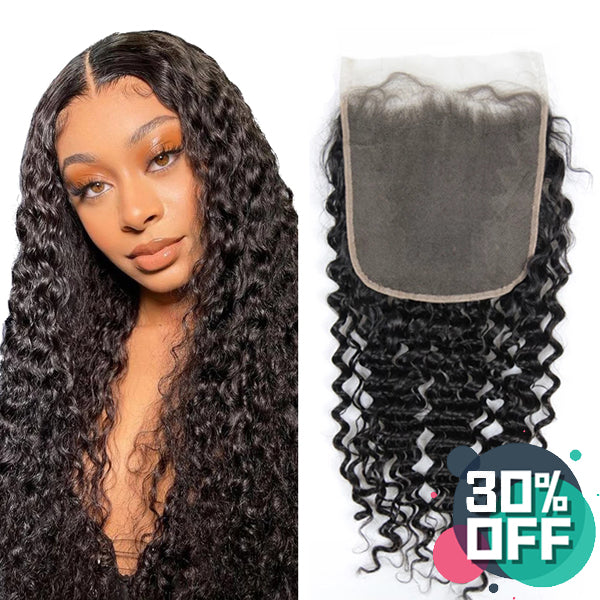 7x7" Transaprent Lace Closure Deep Wave Brazilian Human Hair - pegasuswholesale