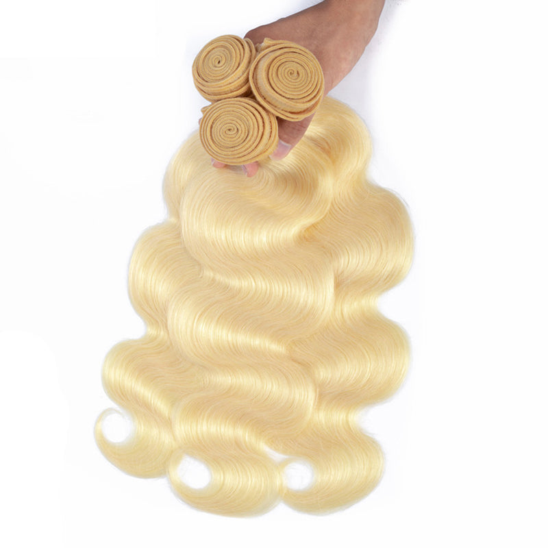 613 Blonde Body Wave Bundles with 4x4 5x5" Closure - pegasuswholesale