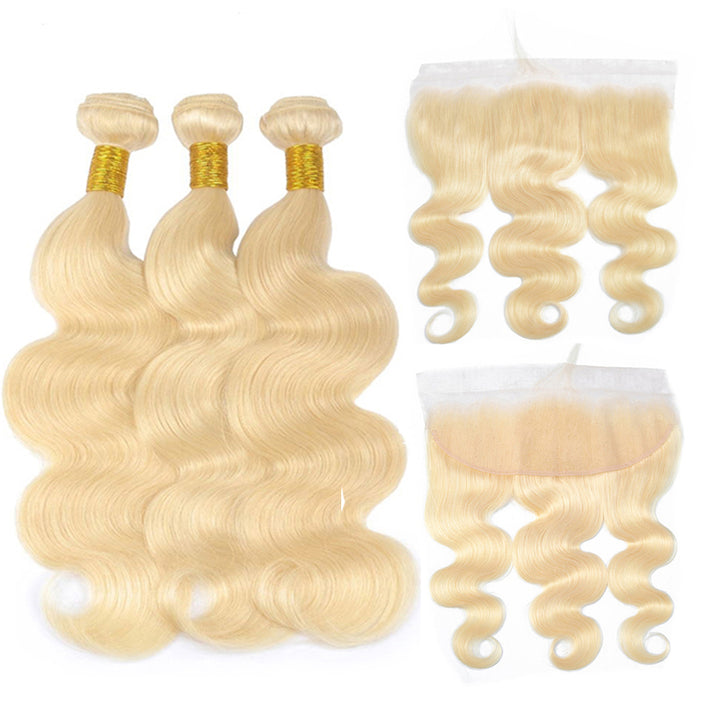 613 Blonde Bundles With 13x4 Frontal Body Wave Human Hair - pegasuswholesale