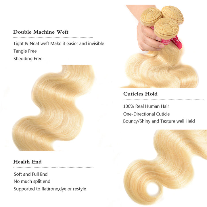 613 Blonde Bundles With 13x4 Frontal Body Wave Human Hair - pegasuswholesale