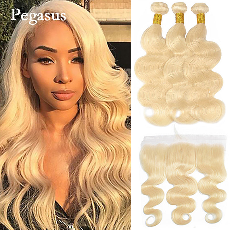 613 Blonde Bundles With 13x4 Frontal Body Wave Human Hair - pegasuswholesale