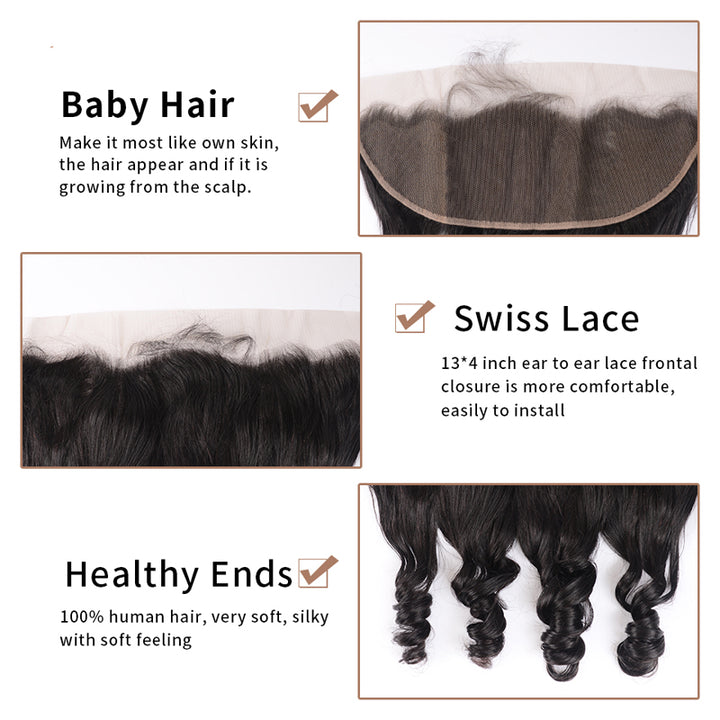Loose Wave 3 Bundles With Frontal 13*4 Inch Brazilian Hair Weave - pegasuswholesale