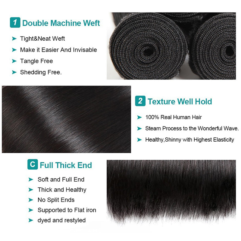 Hd Swiss Lace Frontal 13x4 Ear To Ear With Bundles Straight Human Hair 【PWH2238】 - pegasuswholesale