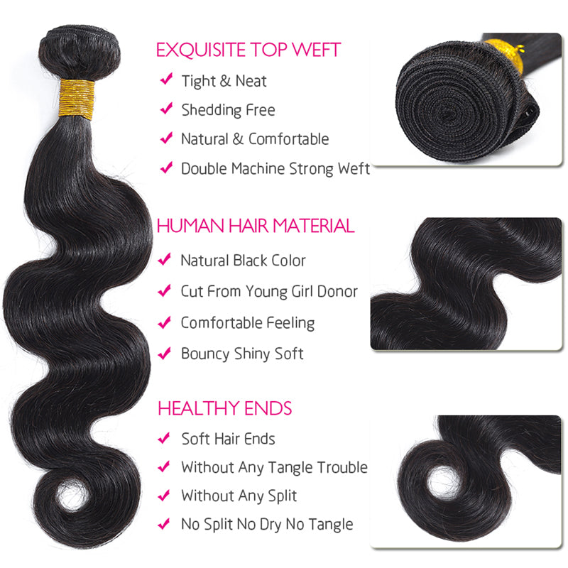 HD Swiss Lace Frontal 13x4" With Bundles Body Wave Brazilian 【PWH2239】 - pegasuswholesale