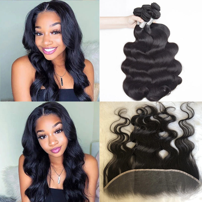 NEW HD Swiss Lace 13X4 Lace Frontal Closure With 3 Bundles Body wave - pegasuswholesale