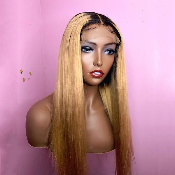 Brazilian Ombre Blonde Lace Front Wig Human Hair 1B 27 30 Burgundy Lace Front Wig 13x4 Lace Frontal Wig Bone Straight Hair Wig