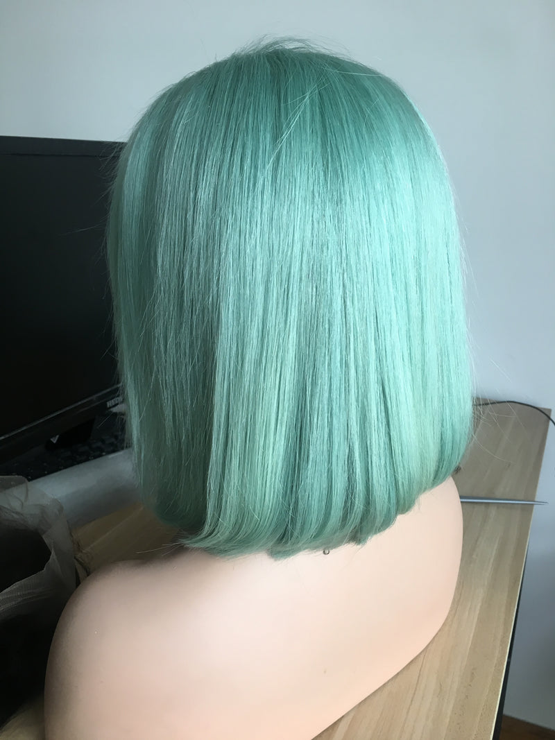 Mint Green Color Human Hair Full Lace Wig / Lace Front Wig - pegasuswholesale