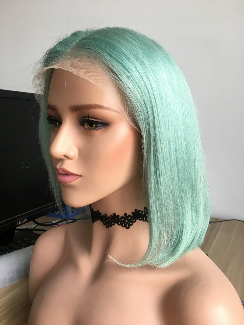 Mint Green Color Human Hair Full Lace Wig / Lace Front Wig - pegasuswholesale