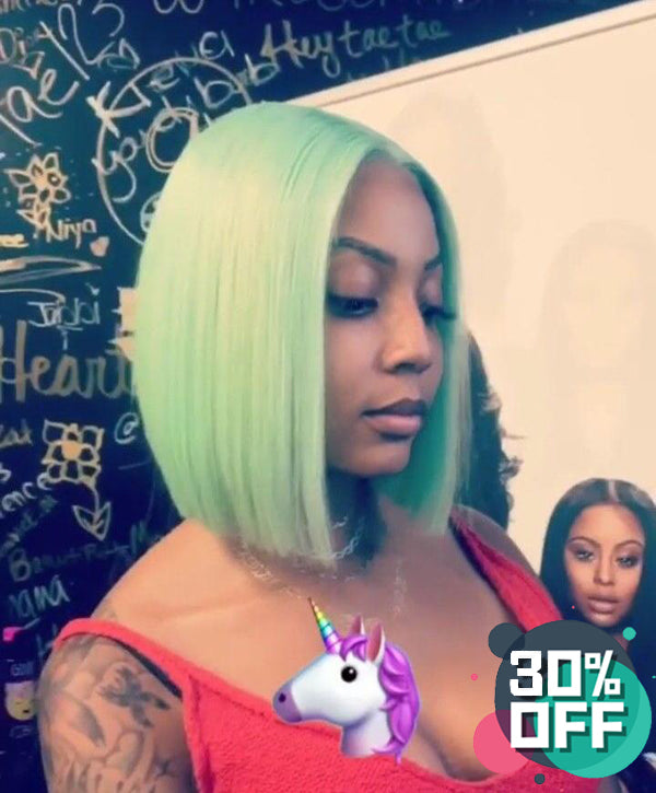 Mint Green Color Human Hair Full Lace Wig / Lace Front Wig - pegasuswholesale