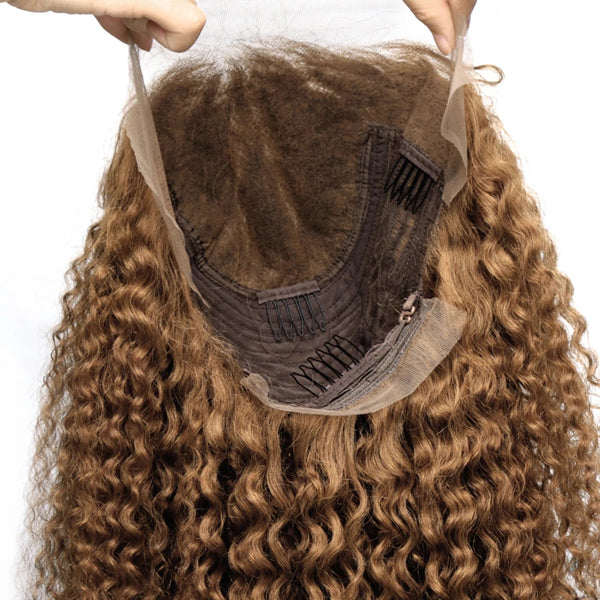 #27 Color Lace Frontal Closure Wig Curly Brazilian Hair (Pure color/1B root)