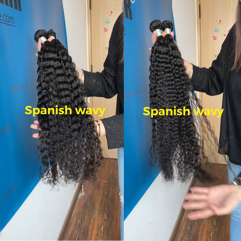 Spanish Wavy Bundles With 13x4 13x6" Frontal Brazilian Hair - pegasuswholesale