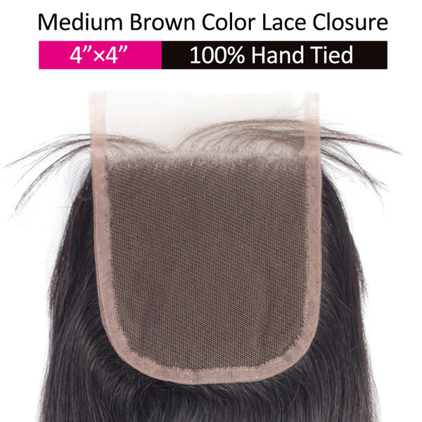 3 Bundles With 4x4" lace Closure Brazilian Hair Straight - pegasuswholesale