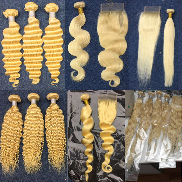 wholesale deals 613 Blonde Bundles with closures Human Hair - pegasuswholesale