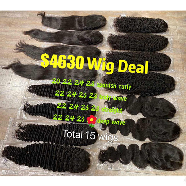 15 pcs Lace Front Wigs Deal Brazilian Human Hair - pegasuswholesale