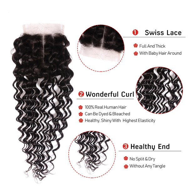 Wholesale 5PCS Transparent Lace Closure Frontal Loose Deep Wave Human Hair
