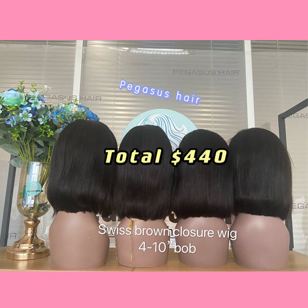 5 x 10" Bob Wigs Deal Lace Closure Wigs - pegasuswholesale