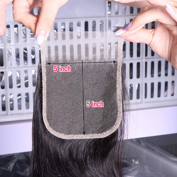 Wholesale 5PCS  Brazilian Virgin Human Hair Transparent Lace Closure Frontal Body Wave