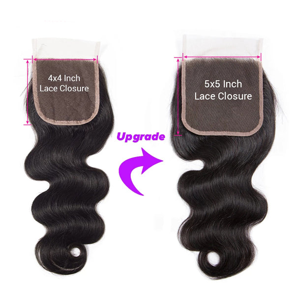 Wholesale 5PCS  Brazilian Virgin Human Hair Transparent Lace Closure Frontal Body Wave