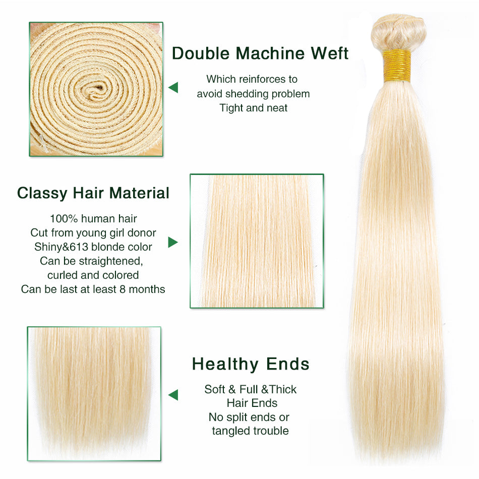 wholesale deals 613 Blonde Bundles with closures Human Hair - pegasuswholesale