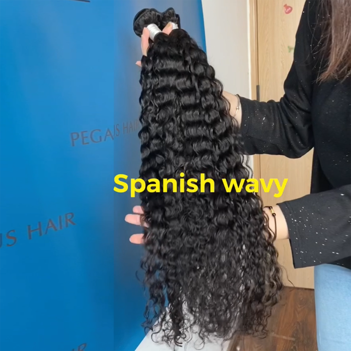 Spanish Wavy 3/4 Bundles Remy Brazilian Hair Extension - pegasuswholesale