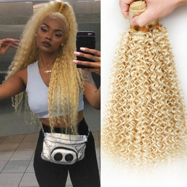 Afro Curly Bundles Hair 3/4pcs/pack (Black 613 Blonde #27 Color) - pegasuswholesale