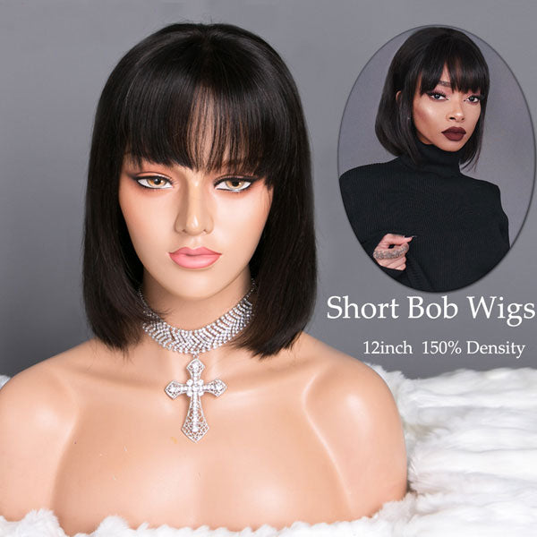 Short Bob With Bang 13x6 Lace Wig - 【PWH6501】 - pegasuswholesale