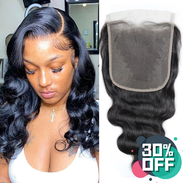 7x7" Transaprent Lace Closure Body Wave Brazilian Human Hair - pegasuswholesale