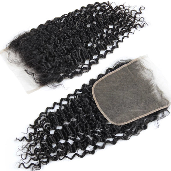 7x7" Transaprent Lace Closure Deep Wave Brazilian Human Hair - pegasuswholesale