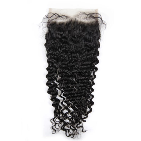 7x7" Transaprent Lace Closure Deep Wave Brazilian Human Hair - pegasuswholesale