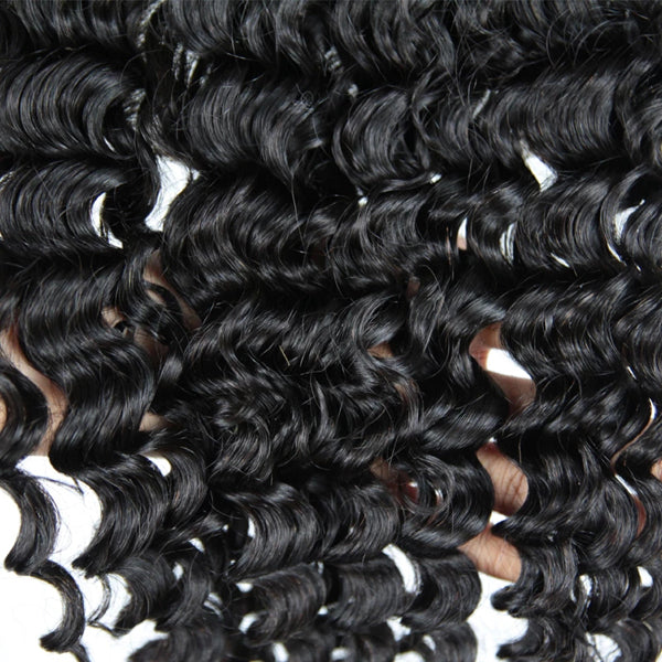 7x7" Transaprent Lace Closure Deep Wave Brazilian Human Hair - pegasuswholesale