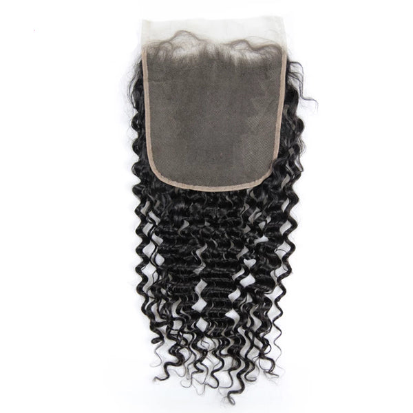 7x7" Transaprent Lace Closure Deep Wave Brazilian Human Hair - pegasuswholesale