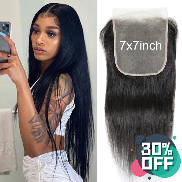 7x7" Transaprent Lace Closure Straight Brazilian Human Hair - pegasuswholesale