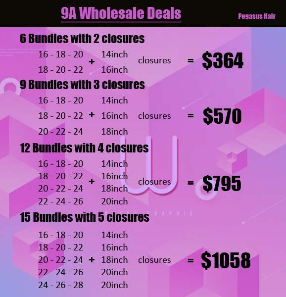 9A Bundles With Closure Brazilian Human Hair Wholesale Deals - pegasuswholesale