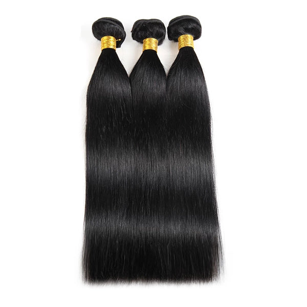 Double Drawn Human Hair Bundles Natural Color Straight Short Brazilian Hair Weave Extension Long Remy for Black Women