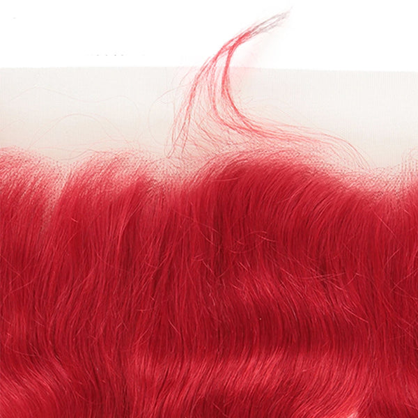 Red hair bundles with frontal closure body wave 4x4 5x5 13x4" transparent lace - pegasuswholesale